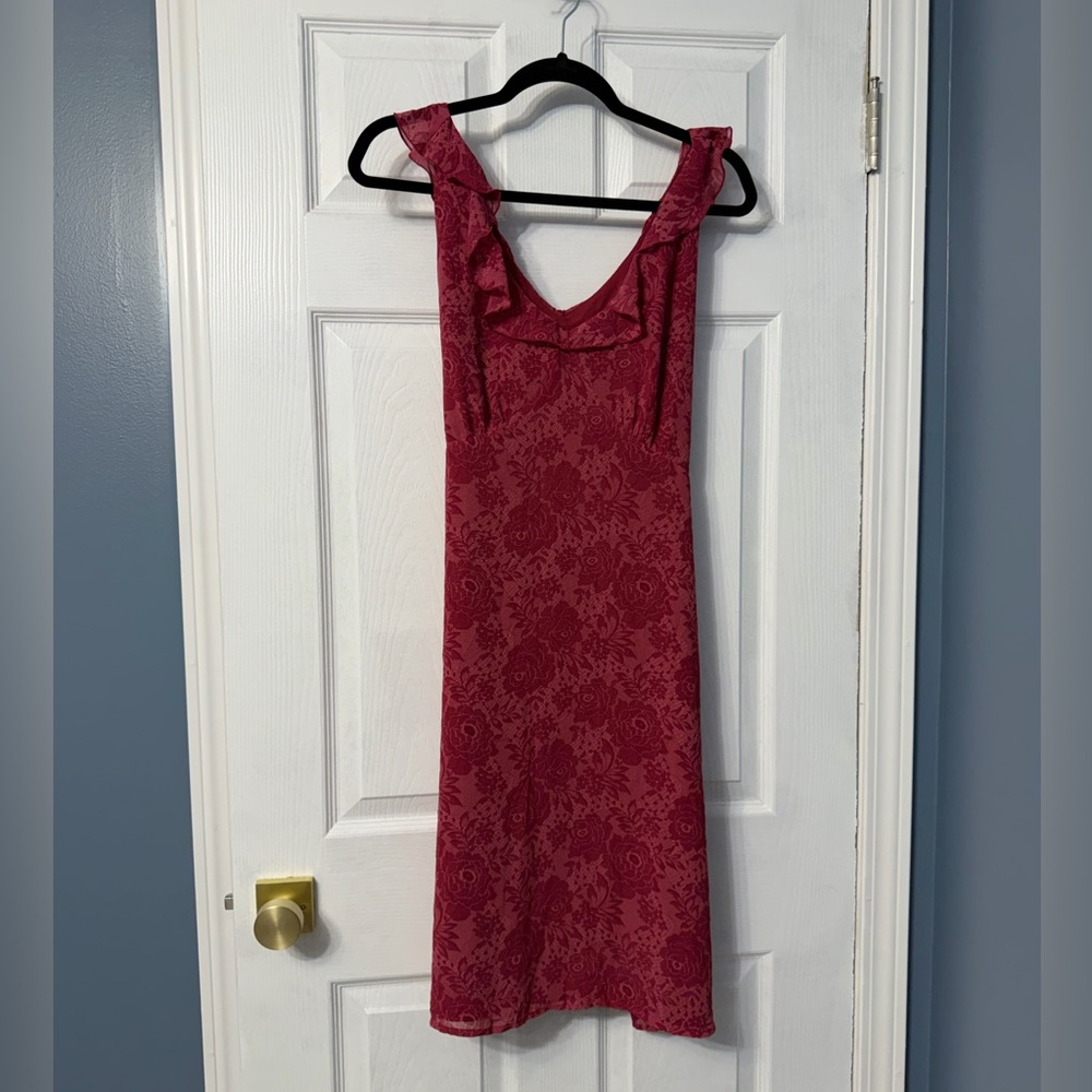 Vintage Old Navy, 90’s y2k delicate pink floral dress back tie, size 16,